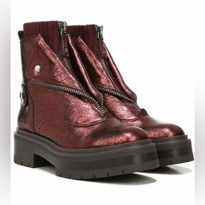 Sam Edelman Linds Layered Bootie Bordeaux Distressed Leather NEW with box